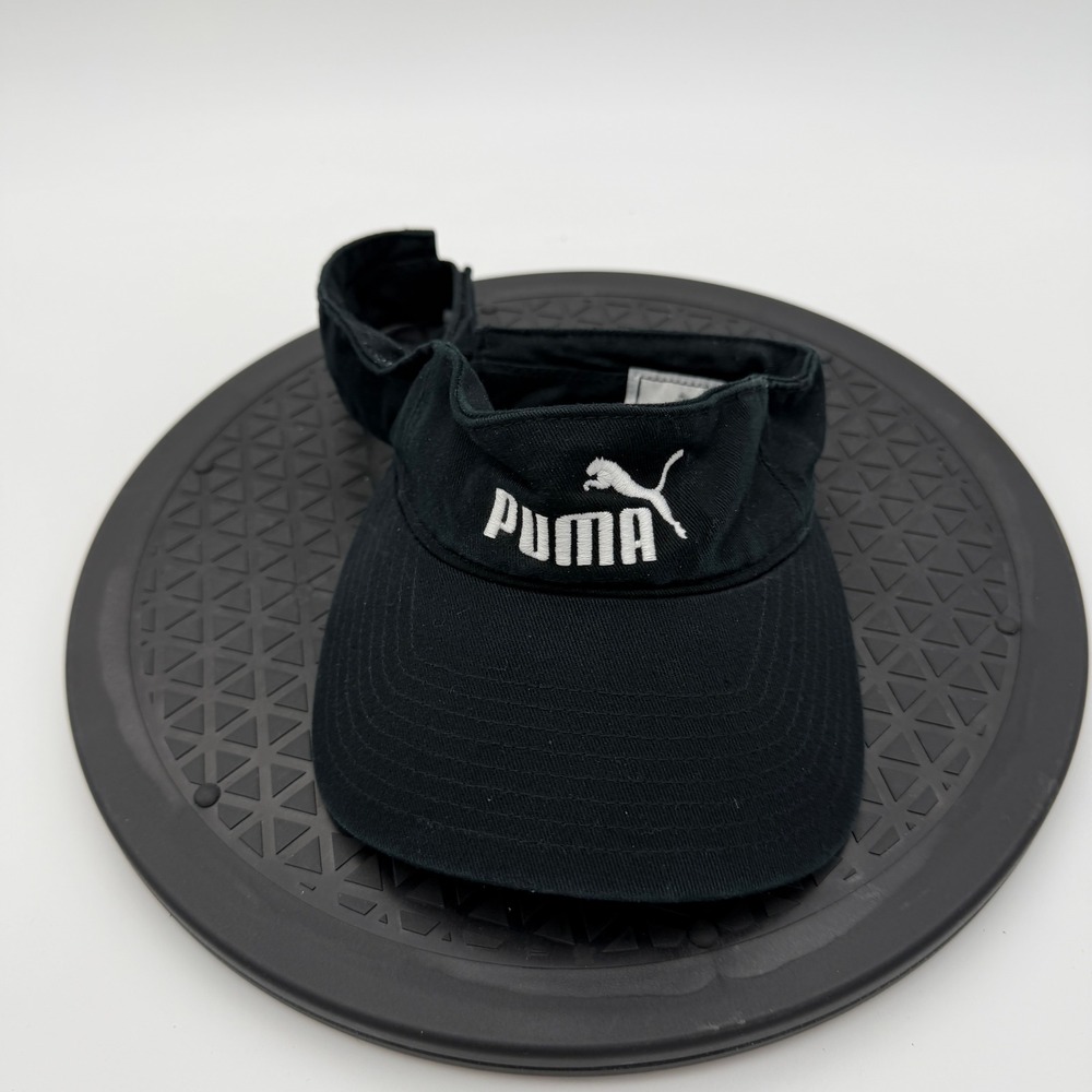 Puma Men Black Athletic Visor Adjustable Golf Tennis Running Hat One Size